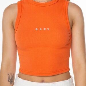 Roxy Orange Ribbed Cropped Tank Top